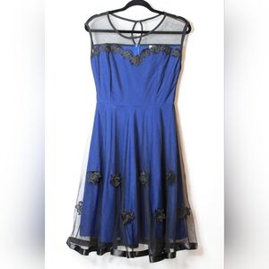 Missmay Blue A-Line Midi Dress Dark Fairy Size Small